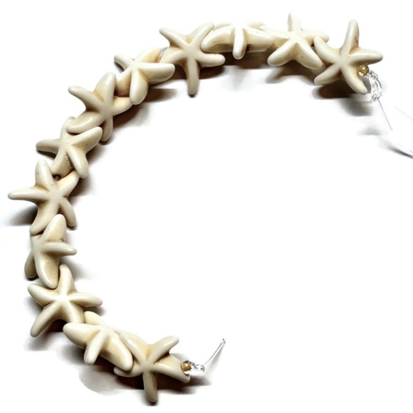 As Low As $2 Cream Synthetic Turquoise Starfish Beads 14mm x 14mm (12) - Picture 2 of 2